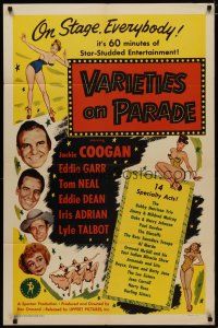 4m944 VARIETIES ON PARADE 1sh '51 Jackie Coogan, Eddie Garr, Tom Neal, star-studded acts!
