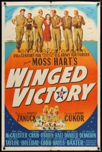 4m982 WINGED VICTORY 1sh '44 Judy Holliday, WWII propaganda, cool artwork of soldiers with girl!