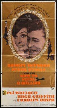 4p335 HOW TO STEAL A MILLION 3sh '66 great different close up of Audrey Hepburn & Peter O'Toole!
