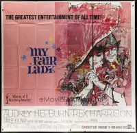 4p332 MY FAIR LADY int'l 6sh R69 classic art of Audrey Hepburn & Rex Harrison by Bob Peak!