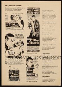 4p197 PRINCE & THE SHOWGIRL German trade ad '57 Laurence Olivier, Marilyn Monroe, different images!