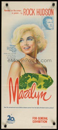 4p038 MARILYN Aust daybill '63 different art of young sexy Monroe, plus Rock Hudson too!