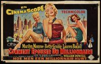 4p076 HOW TO MARRY A MILLIONAIRE horizontal Belgian '53 sexy Marilyn Monroe, Betty Grable & Bacall!