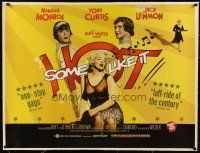 4p014 SOME LIKE IT HOT linen British quad R00 sexy Marilyn Monroe with Tony Curtis & Jack Lemmon!