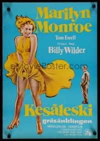 4p072 SEVEN YEAR ITCH Finnish '55 Billy Wilder, great sexy art of Marilyn Monroe's skirt blowing!