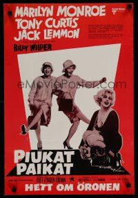 4p073 SOME LIKE IT HOT Finnish '59 Marilyn Monroe w/ ukulele, Tony Curtis & Jack Lemmon in drag!