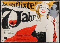 4p012 SEVEN YEAR ITCH linen German 33x47 R66 different art of Marilyn Monroe by Fischer-Nosbisch!
