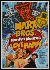 4p042 LOVE HAPPY German '81 different Chantrell art of Marx Brothers & sexy Marilyn Monroe!