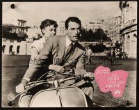 4p558 ROMAN HOLIDAY German LC R62 Audrey Hepburn & Gregory Peck riding on Vespa!