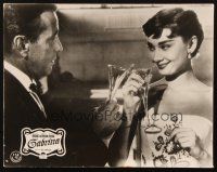 4p560 SABRINA German LC '50s c/u of beautiful Audrey Hepburn & Humphrey Bogart toasting champagne!