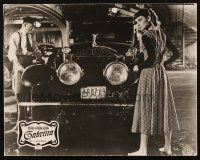 4p561 SABRINA German LC '50s John Williams w/ Audrey Hepburn standing barefoot by cool car!