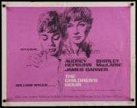 4p361 CHILDREN'S HOUR 1/2sh '62 close up artwork of Audrey Hepburn & Shirley MacLaine!
