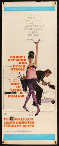 4p372 HOW TO STEAL A MILLION insert '66 art of sexy Audrey Hepburn & Peter O'Toole by McGinnis!