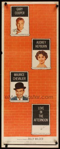 4p373 LOVE IN THE AFTERNOON insert '57 Gary Cooper, Audrey Hepburn, Maurice Chevalier, Wilder