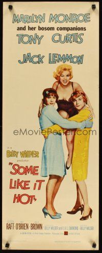 4p055 SOME LIKE IT HOT white background insert '59 sexy Marilyn Monroe, Curtis & Lemmon in drag!
