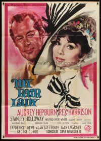 4p352 MY FAIR LADY Italian 1p '65 different art of Audrey Hepburn & Rex Harrison by Nistri!