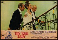 4p395 MY FAIR LADY Italian photobusta '65 Audrey Hepburn, Rex Harrison & Hyde-White on stairs!