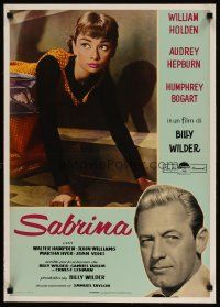4p331 SABRINA linen Italian photobusta R62 c/u of Audrey Hepburn, William Holden, Billy Wilder