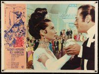 4p326 MY FAIR LADY linen Italian 27x37 pbusta '65 c/u of Audrey Hepburn & Rex Harrison dancing!