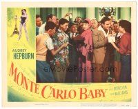 4p448 MONTE CARLO BABY LC '53 great image of Audrey Hepburn signing autographs for her fans!