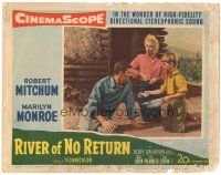 4p133 RIVER OF NO RETURN LC #2 '54 Tommy Rettig & sexy Marilyn Monroe help Robert Mitchum!