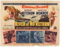4p127 RIVER OF NO RETURN TC '54 sexy Marilyn Monroe, Robert Mitchum, Tommy Rettig, Otto Preminger