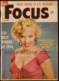 4p220 FOCUS 4x6 magazine June 1954 the lowdown on Marilyn Monroe's first big flop + best bodies!