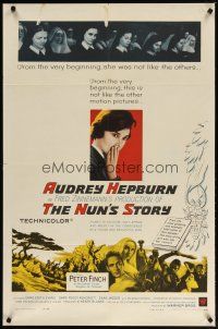 4p344 NUN'S STORY 1sh '59 religious missionary Audrey Hepburn was not like the others, Peter Finch