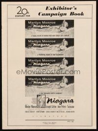 4p109 NIAGARA pressbook '53 artwork of gigantic sexy Marilyn Monroe on famous waterfall!