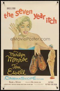 4p001 SEVEN YEAR ITCH linen 1sh '55 Billy Wilder, great sexy art of Marilyn Monroe & Tom Ewell!