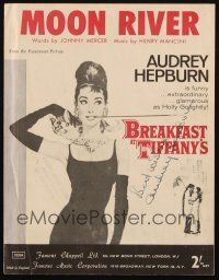 4p587 BREAKFAST AT TIFFANY'S signed English sheet music '61 by Audrey Hepburn, Moon River!