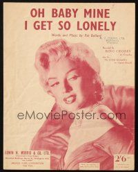4p274 MARILYN MONROE New Zealand sheet music '54 Oh Baby Mine I Get So Lonely, sexy image!