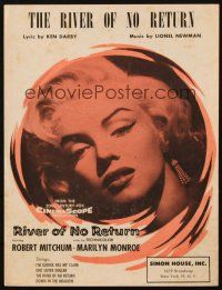 4p283 RIVER OF NO RETURN sheet music '54 great portrait of sexy Marilyn Monroe, the title song!