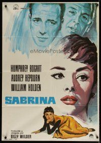 4p383 SABRINA Spanish R72 MCP art of Audrey Hepburn, Humphrey Bogart, William Holden, Billy Wilder