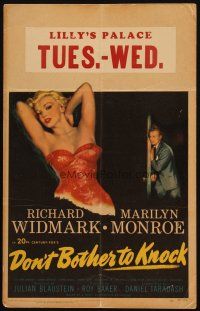 4p098 DON'T BOTHER TO KNOCK WC '52 classic image of sexiest Marilyn Monroe on black background!