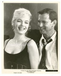 4p149 LET'S MAKE LOVE 8x10 still '60 close up of sexy Marilyn Monroe & Tony Randall laughing!