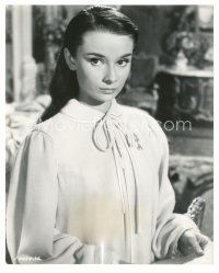 4p497 ROMAN HOLIDAY 7.25x9 still '53 close up of beautiful Audrey Hepburn wearing nightgown!