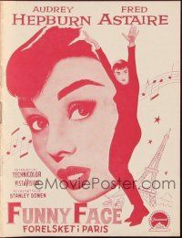 4p548 FUNNY FACE Danish program '57 different images of Audrey Hepburn & Fred Astaire!