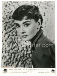 4p525 SABRINA German 6.75x9.25 still '54 great close portrait Audrey Hepburn with her head turned!