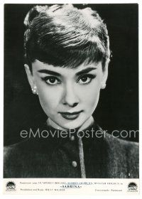 4p527 SABRINA German 6.75x9.5 still '54 head & shoulders portrait of beautiful Audrey Hepburn!