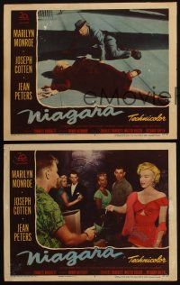 4p122 NIAGARA 3 LCs '53 sexy Marilyn Monroe shown in all three scenes, Joseph Cotten!