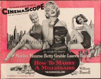 4p108 HOW TO MARRY A MILLIONAIRE pressbook '53 sexy Marilyn Monroe, Betty Grable & Lauren Bacall!