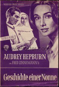 4p572 NUN'S STORY German pressbook '60 missionary Audrey Hepburn, Zinnemann, different images!