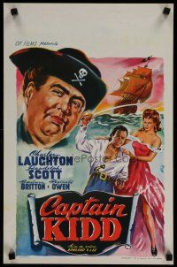4r257 CAPTAIN KIDD Belgian '50s pirate Charles Laughton, all spectacle & romance of the seas!