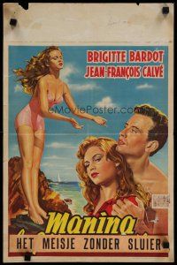 4r271 GIRL IN THE BIKINI Belgian '53 full-length sexy Brigitte Bardot in skimpy swimsuit!