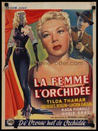 4r282 LA FEMME A L'ORCHIDEE Belgian '52 Tilda Thamar, Georges Rollin, sexy artwork!