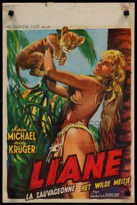 4r285 LIANE JUNGLE GODDESS Belgian '56 super sexy mostly naked 16 year-old blonde Marion Michaels!