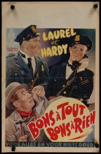 4r288 MIDNIGHT PATROL Belgian R50s great art of Stan Laurel & Oliver Hardy in police uniforms!