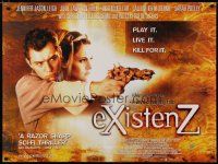 4r729 EXISTENZ DS British quad '99 David Cronenberg, cool image of Jennifer Jason Leigh & Jude Law!