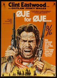 4r392 OUTLAW JOSEY WALES Danish '76 Clint Eastwood is an army of one, cool two-gun art!